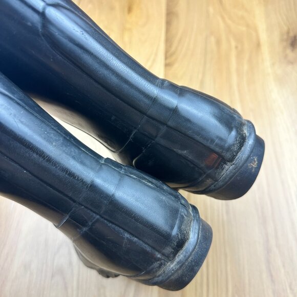 Hunter Women's Original Tall Rain Boots Black Rubber Size 6 - Picture 3 of 8